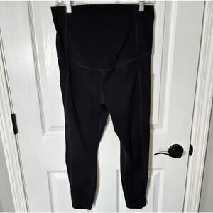 Fabletics Pureluxe Maternity High Waisted Crop Leggings Pockets Size M Black